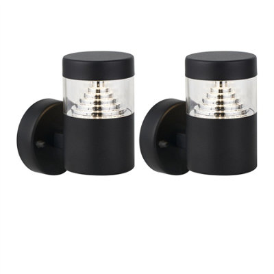 First Choice Lighting Set Of 2 PyramidBlack Led Outdoor Wall Lights from B&Q