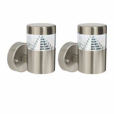 First Choice Lighting Set Of 2 PyramidStainless Steel Led Outdoor Wall Lights from B&Q