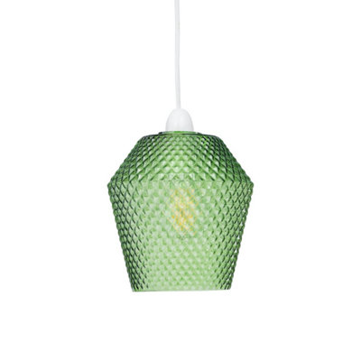 First Choice Lighting PorterGreen Textured Glass Easy Fit Pendant Shade from B&Q