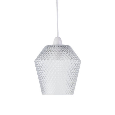First Choice Lighting PorterClear Textured Glass Easy Fit Pendant Shade from B&Q