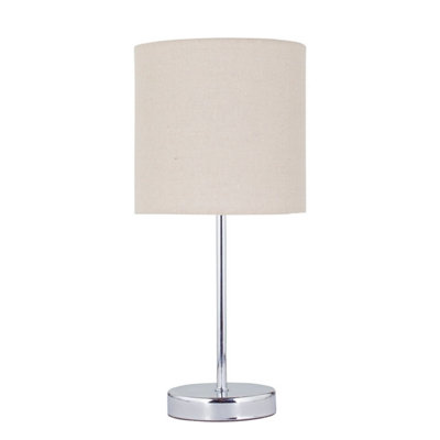 First Choice Lighting Chrome Stick Table Lamp With Natural Linen Shade from B&Q