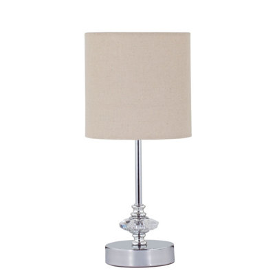 First Choice Lighting Chrome Jewelled Table Lamp With Natural Linen Shade from B&Q