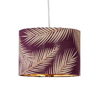 First Choice Lighting TropicaBurgundy Gold Embossed Leaf Detail 25Cm Pendant Lamp Shade from B&Q