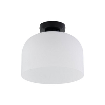 First Choice Lighting VictoriaBlack Flush Ceiling Light With Frosted Glass Shade from B&Q