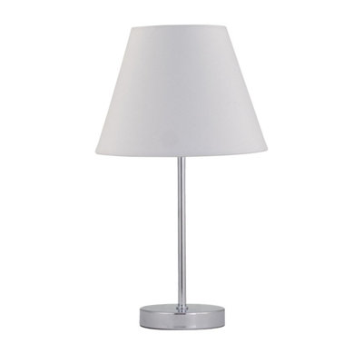 First Choice Lighting Chrome Stick Table Lamp With Ivory Off White Fabric Shade from B&Q