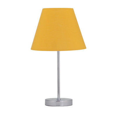 First Choice Lighting Chrome Stick Table Lamp With Ochre Fabric Shade from B&Q