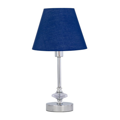 First Choice Lighting Chrome Jewelled Table Lamp With Navy Blue Shade from B&Q