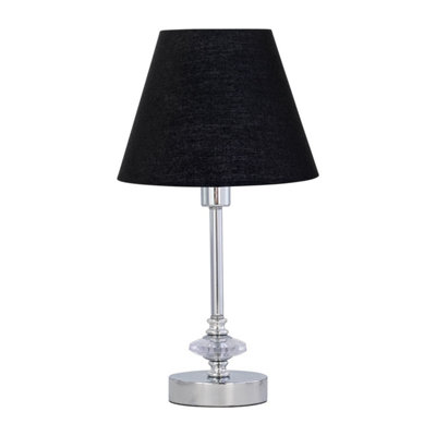 First Choice Lighting Chrome Jewelled Table Lamp With Black Shade from B&Q
