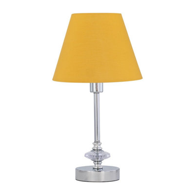 First Choice Lighting Chrome Jewelled Table Lamp With Ochre Yellow Shade from B&Q