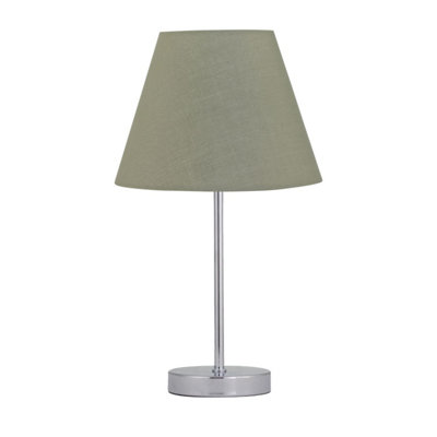 First Choice Lighting Chrome Touch Operated Table Lamp With Sage Green Shade from B&Q