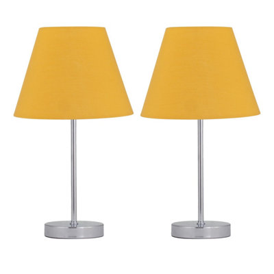 First Choice Lighting Set Of 2 Chrome Touch Operated Table Lamps With Ochre Yellow Shades from B&Q
