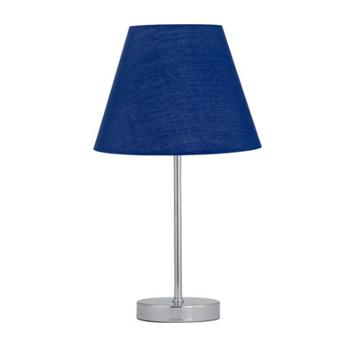 First Choice Lighting Chrome Touch Operated Table Lamp With Navy Blue Shade from B&Q