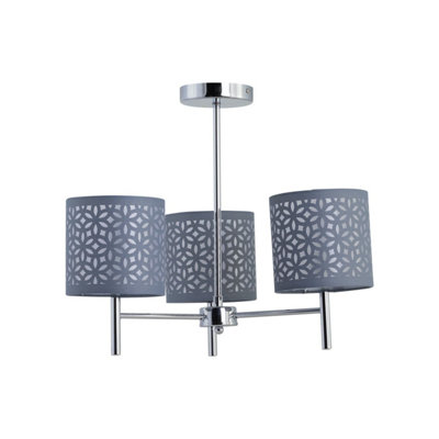 First Choice Lighting BreaChrome 3 Light Fitting With Grey Cut Out Shades from B&Q