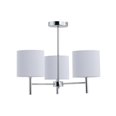 First Choice Lighting BreaChrome 3 Light Fitting With White Pleated Shades from B&Q
