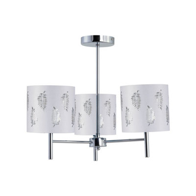 First Choice Lighting BreaChrome 3 Light Fitting With White Fern Shades from B&Q