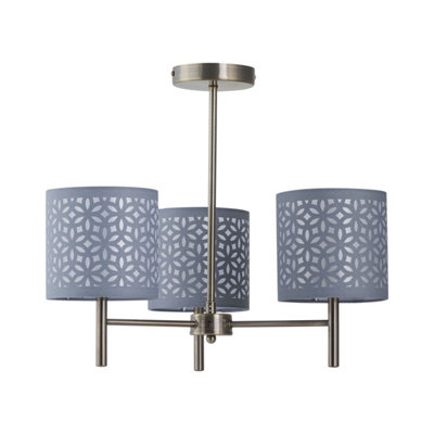 First Choice Lighting BreaAntique Brass 3 Light Fitting With Grey Cut Out Shades from B&Q