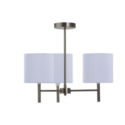 First Choice Lighting BreaAntique Brass 3 Light Fitting With White Pleated Shades from B&Q
