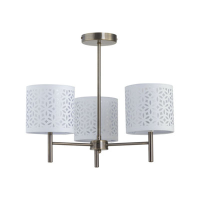 First Choice Lighting BreaAntique Brass 3 Light Fitting With White Cut Out Shades from B&Q