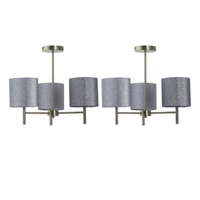 First Choice Lighting Set Of 2 BreaAntique Brass Light Fittings & Silvery Glitter Shades from B&Q