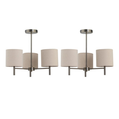 First Choice Lighting Set Of 2 BreaAntique Brass Light Fittings With Natural Linen Shades from B&Q