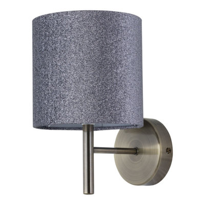 First Choice Lighting BreaAntique Brass Wall Light With Silvery Glitter Shade from B&Q