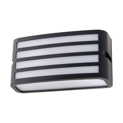 First Choice Lighting PlutoAnthracite Aluminium Outdoor Louvered Wall Light from B&Q