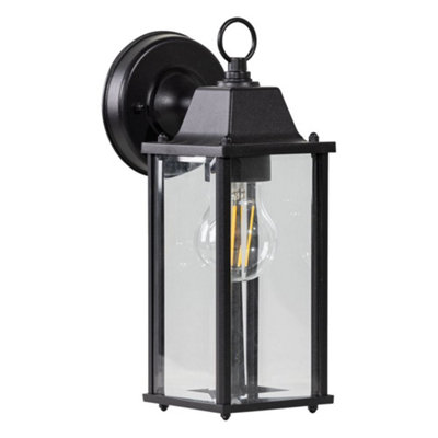 First Choice Lighting ChathamBlack & Glass Panelled Outdoor Wall Lantern Light from B&Q