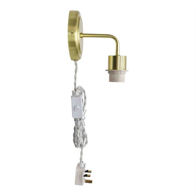 First Choice Lighting TobySatin Brass Plug In Wall Light Fitting Glass Not Included from B&Q