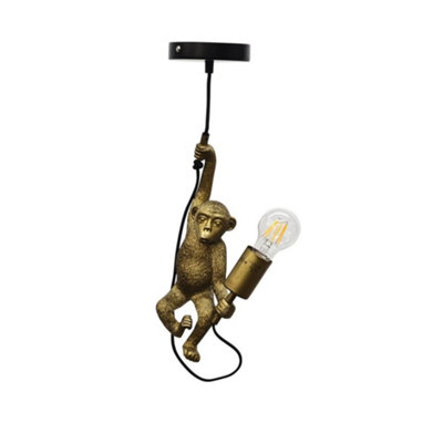 First Choice Lighting NormanBlack And Gold Monkey Pendant from B&Q