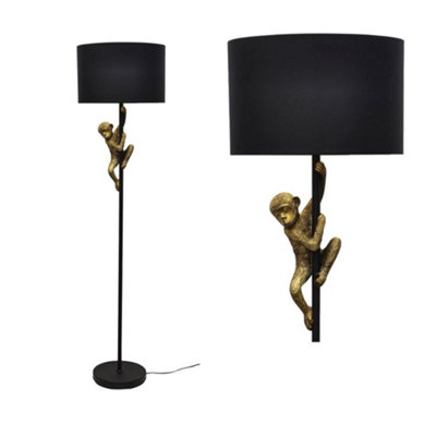 First Choice Lighting NormanBlack And Gold Monkey Floor Lamp from B&Q