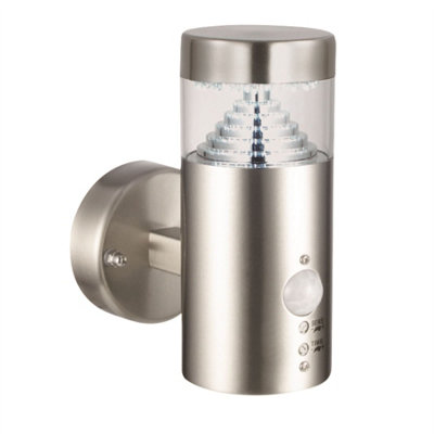 First Choice Lighting PyramidStainless Steel Led Outdoor Motion Sensor Wall Light from B&Q