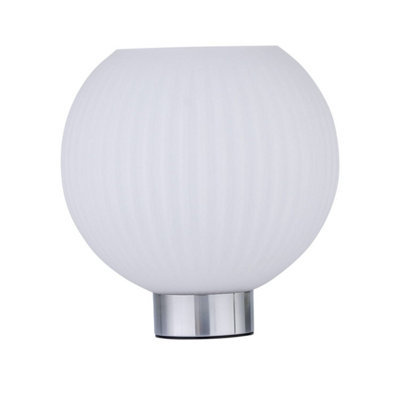 First Choice Lighting BetchleyBattery Operated Chrome Lamp With White Glass from B&Q