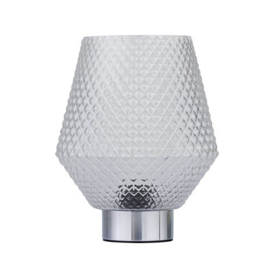 First Choice Lighting PorterBattery Operated Chrome Lamp With Clear Textured Glass from B&Q
