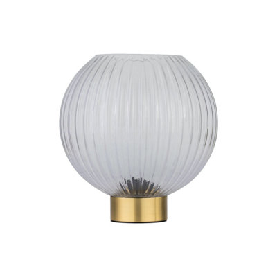 First Choice Lighting BetchleyBattery Operated Satin Brass Lamp With Clear Glass from B&Q