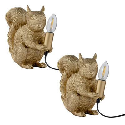 First Choice Lighting Set Of 2 SquirrelGold Squirrel Table Lamps from B&Q