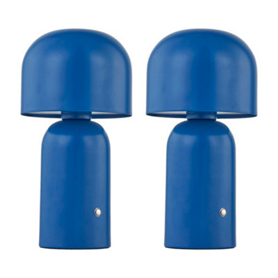 First Choice Lighting ChristinaNavy Blue Led Rechargeable Touch Table Lamps Twin Pack
