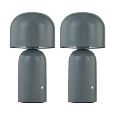 First Choice Lighting ChristinaGrey Led Rechargeable Touch Table Lamps Twin Pack from B&Q