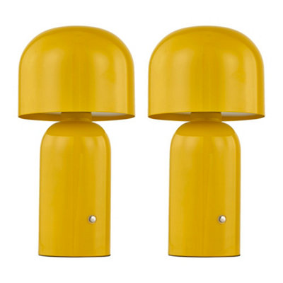 First Choice Lighting ChristinaYellow Led Rechargeable Touch Table Lamps Twin Pack from B&Q