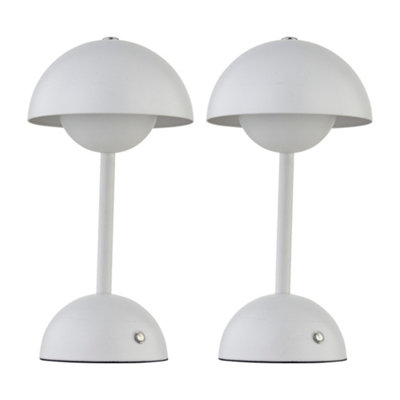First Choice Lighting EleanorWhite Led Rechargeable Touch Table Lamps Twin Pack from B&Q