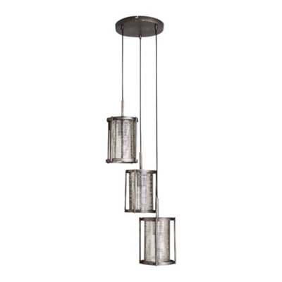 First Choice Lighting EliBrushed Silver With Mesh Shades 3Lt Cluster Pendant from B&Q
