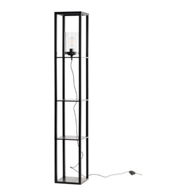 B&Q -  GilesShelved Unit Floor Lamp With Glass Shade