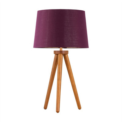 First Choice Lighting VoyageDark Oak Table Lamp Or Bedside Light With Burgundy Shade from B&Q
