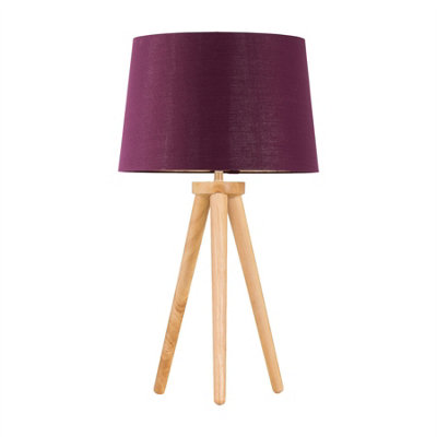 First Choice Lighting VoyageLight Oak Table Lamp Or Bedside Light With Burgundy Shade from B&Q