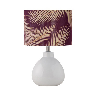 First Choice Lighting TuscanWhite Ceramic Lamp With Tropical Burgundy Shade from B&Q