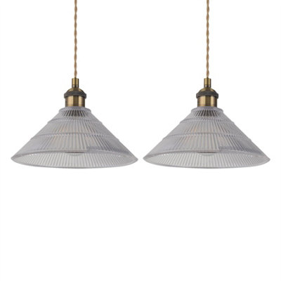 First Choice Lighting Set Of 2 BarnesAntique Brass Braided Pendants With Fluted Shade from B&Q
