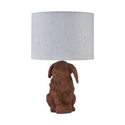 First Choice Lighting Unisex Brown Lily - Bunny Table Lamp With Oatmeal Linen Shade In - Image 3