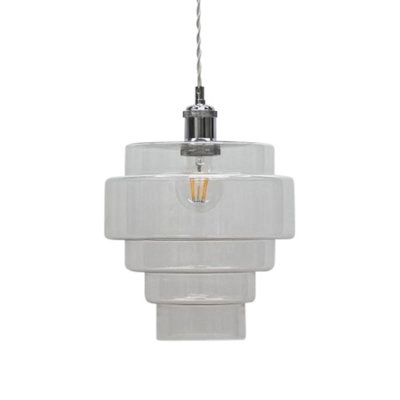 First Choice Lighting Benson5 Tier Clear Glass Easy Fit Pendant Lightshade from B&Q