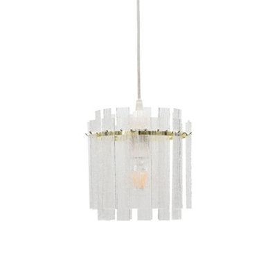 First Choice Lighting AbiSatin Brass With Frosted Diffuser Easy Fit Pendant Lightshade from B&Q