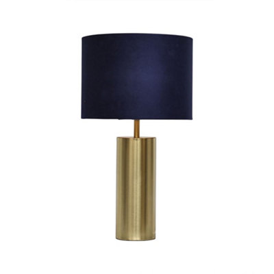 First Choice Lighting AmberGold Touch Operated 40Cm Table Lamp Navy Blue Velvet Shade from B&Q
