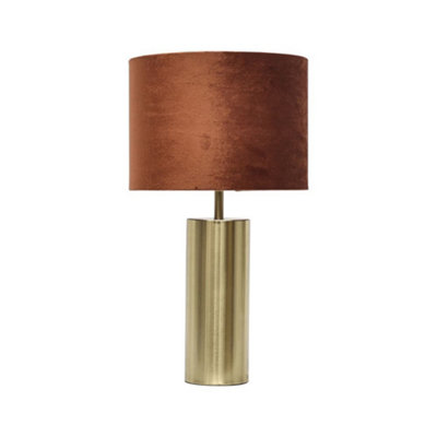 First Choice Lighting AmberGold Touch Operated 40Cm Table Lamp Burnt Orange Velvet Shade from B&Q